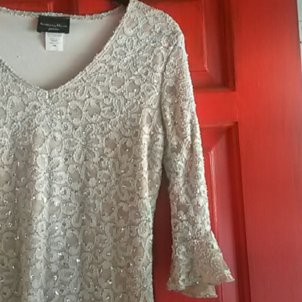 Brittany Black Nude Sparkle Top